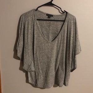 Forever 21 Top with Open Sleeves and Buttons Grey